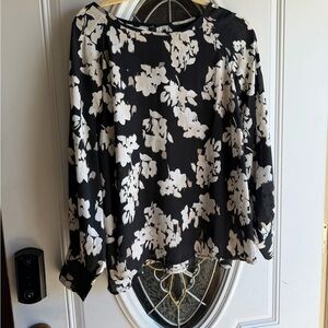 Maurices Black and White Floral Blouse